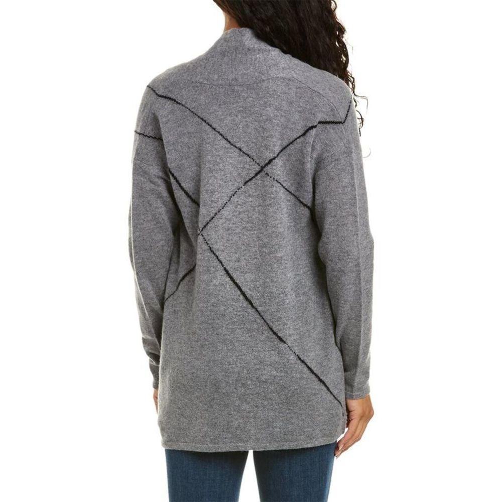 InCashmere Intarsia Moving Line Drape Neck Cashmere Cardigan - Picture 2 of 3